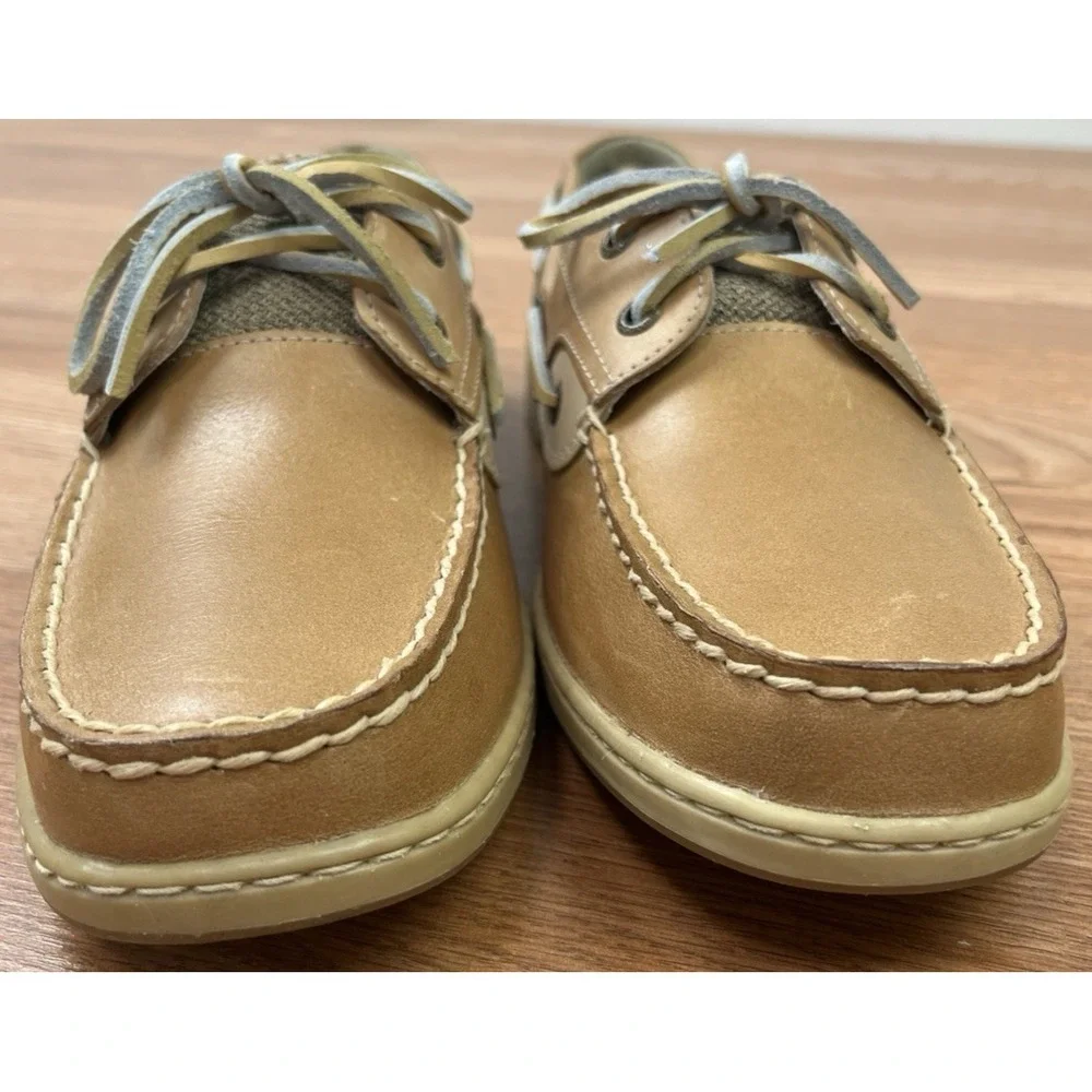 Sperry Women's Bluefish 2 Eye Leather Boat Shoes Linen/Oat Size 12 NEW